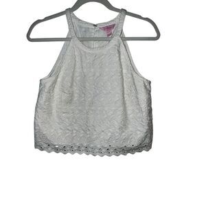 Lilly Pulitzer  white Eyelet Crop Top  size 6 Coastal Dopamine Boho